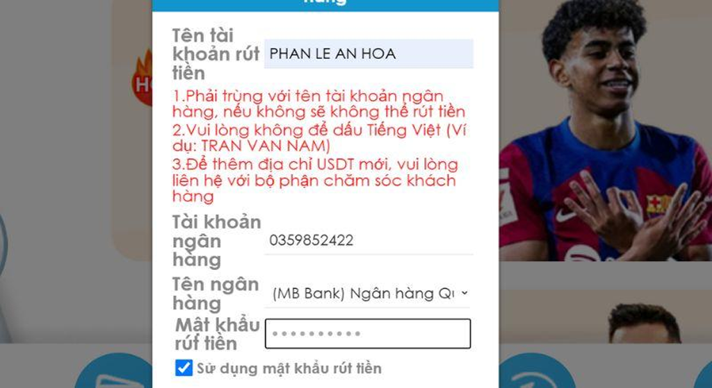 Cung cấp thông tin theo mẫu
