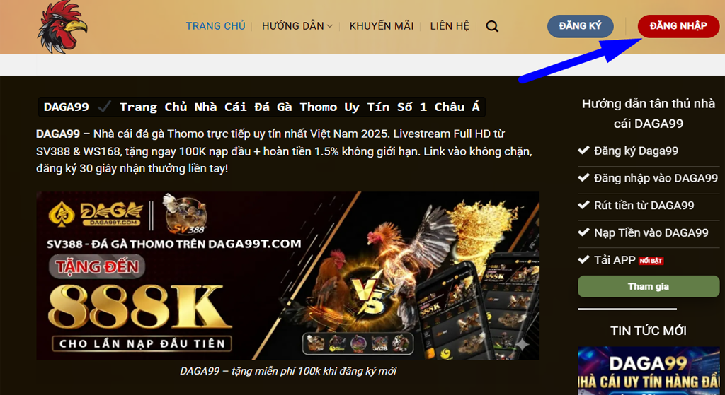 Người chơi đăng nhập và thực hiện giao dịch rút tiền Daga99